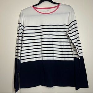 Talbots Navy‎ Stripe Long Sleeve Tee Shirt L nautical